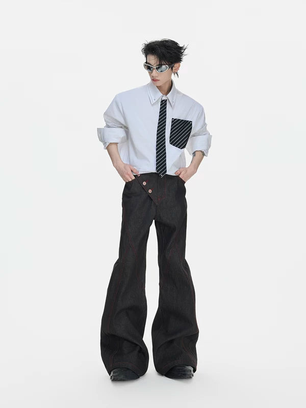 14.5oz Raw Denim Flared Jeans 4