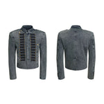 6044284661947,6044284661948,6044284661949,6044284661950, Ripped Napoleon Stand Collar Denim Jacket