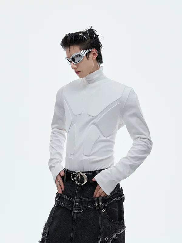 3D Armor Design Mock Neck Top 1