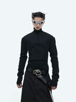 5523173124729,5523173124731,5523173124733, 3D Armor Design Mock Neck Top