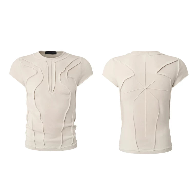 6096051025969,6096051025970,6096327757097, 3D Cut Slim Fit T-Shirt