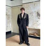 3D Embroidered Floral Suit Jacket and Pants 1
