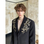 3D Embroidered Floral Suit Jacket and Pants 2