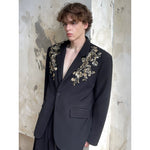 3D Embroidered Floral Suit Jacket and Pants 3