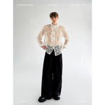 3D Embroidered Sheer Chiffon Jacquard Shirt 1