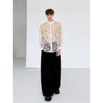 3D Embroidered Sheer Chiffon Jacquard Shirt 4
