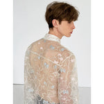3D Embroidered Sheer Chiffon Jacquard Shirt 5