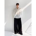 3D Floral Lace Sheer Button-Up Shirt 2