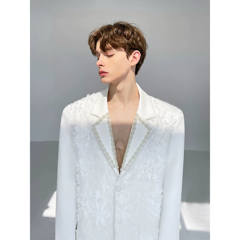 3D Jacquard Pearl Collar Suit Jacket 5