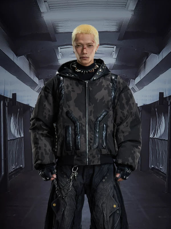 5989297568899,5989297568900,5989297568901, 3D Padded Leather Hooded Zip Jacket