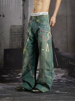 3D Printed Graffiti Wide Leg Jeans 2