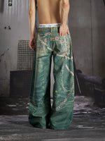 3D Printed Graffiti Wide Leg Jeans 3