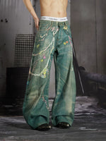 3D Printed Graffiti Wide Leg Jeans 4