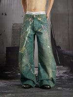 3D Printed Graffiti Wide Leg Jeans 5