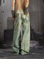 3D Printed Lace Print Straight Jeans 2