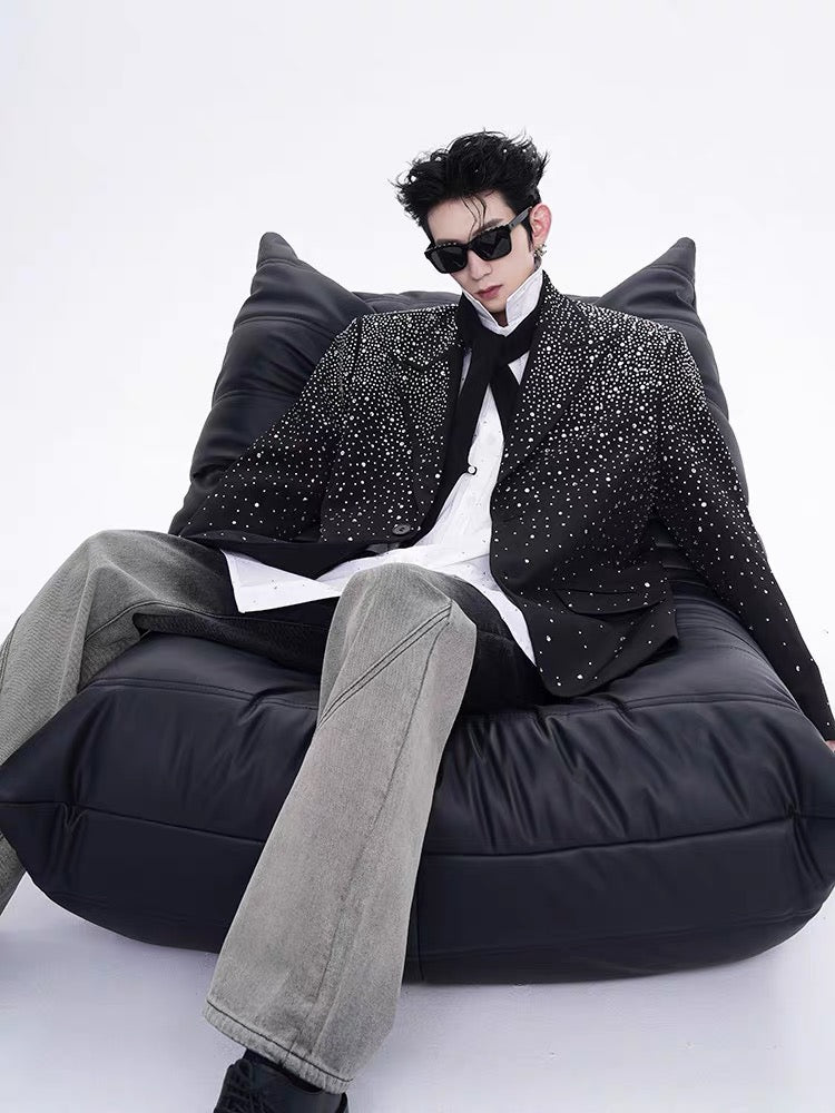 Rhinestone Embellished Loose Fit Suit Jacket