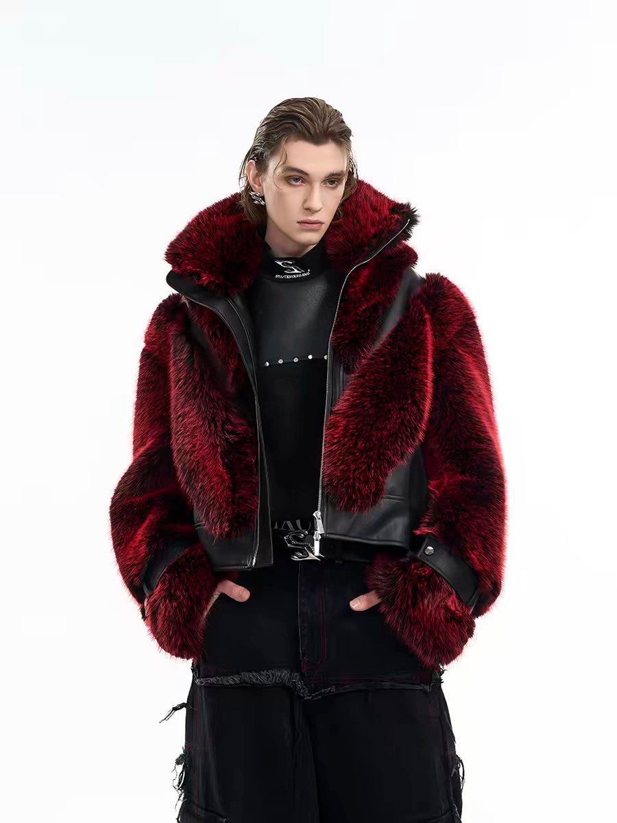 Short Faux Fur Leather Jacket