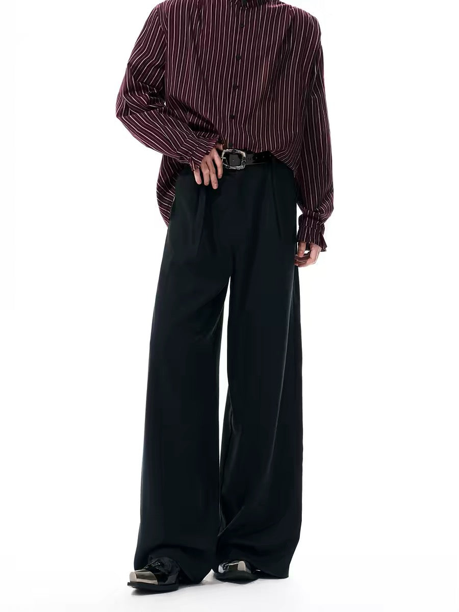 Wool Tencel Straight Leg Dress Pants