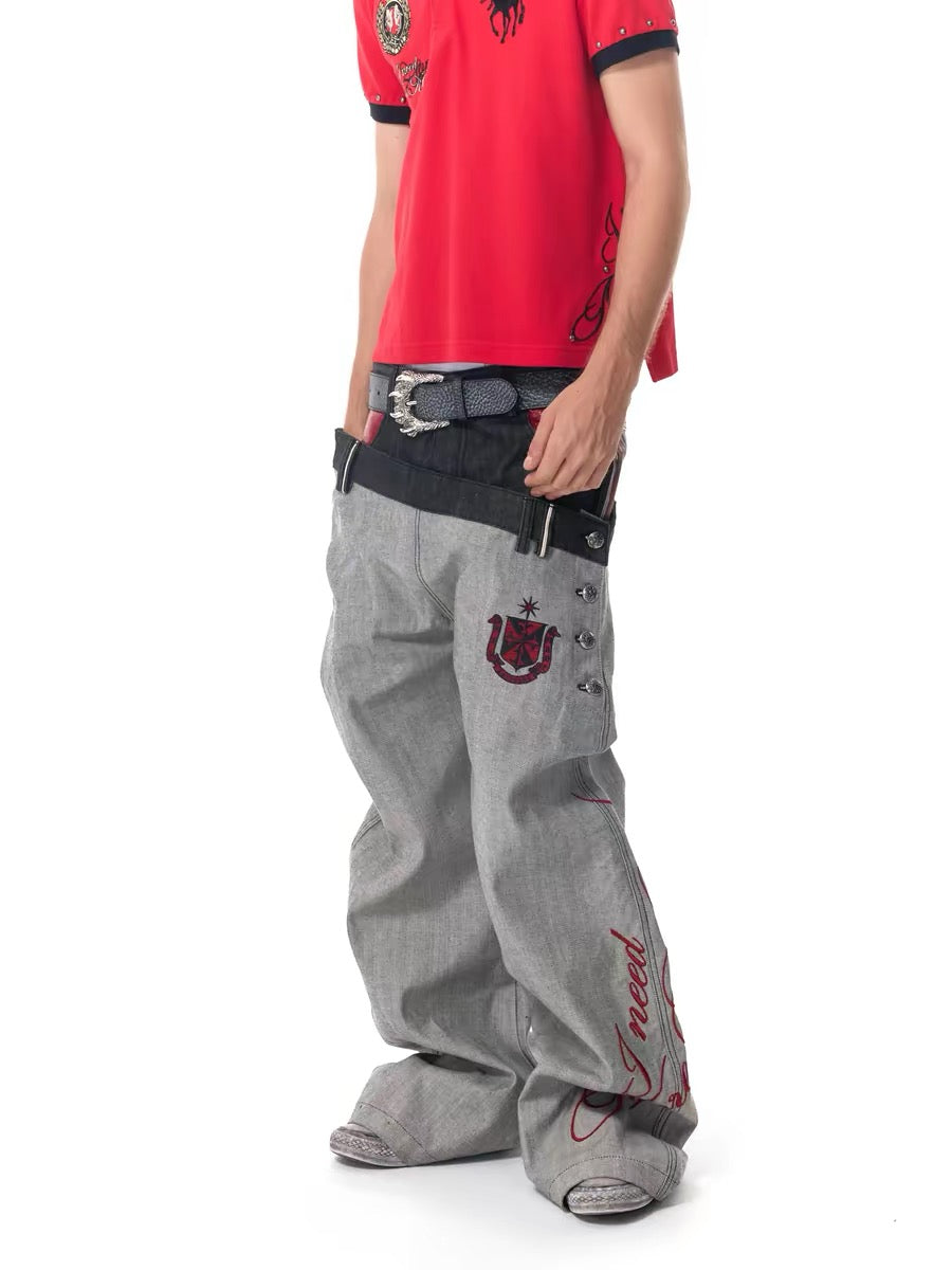 Raw Denim Wide-Leg Jeans