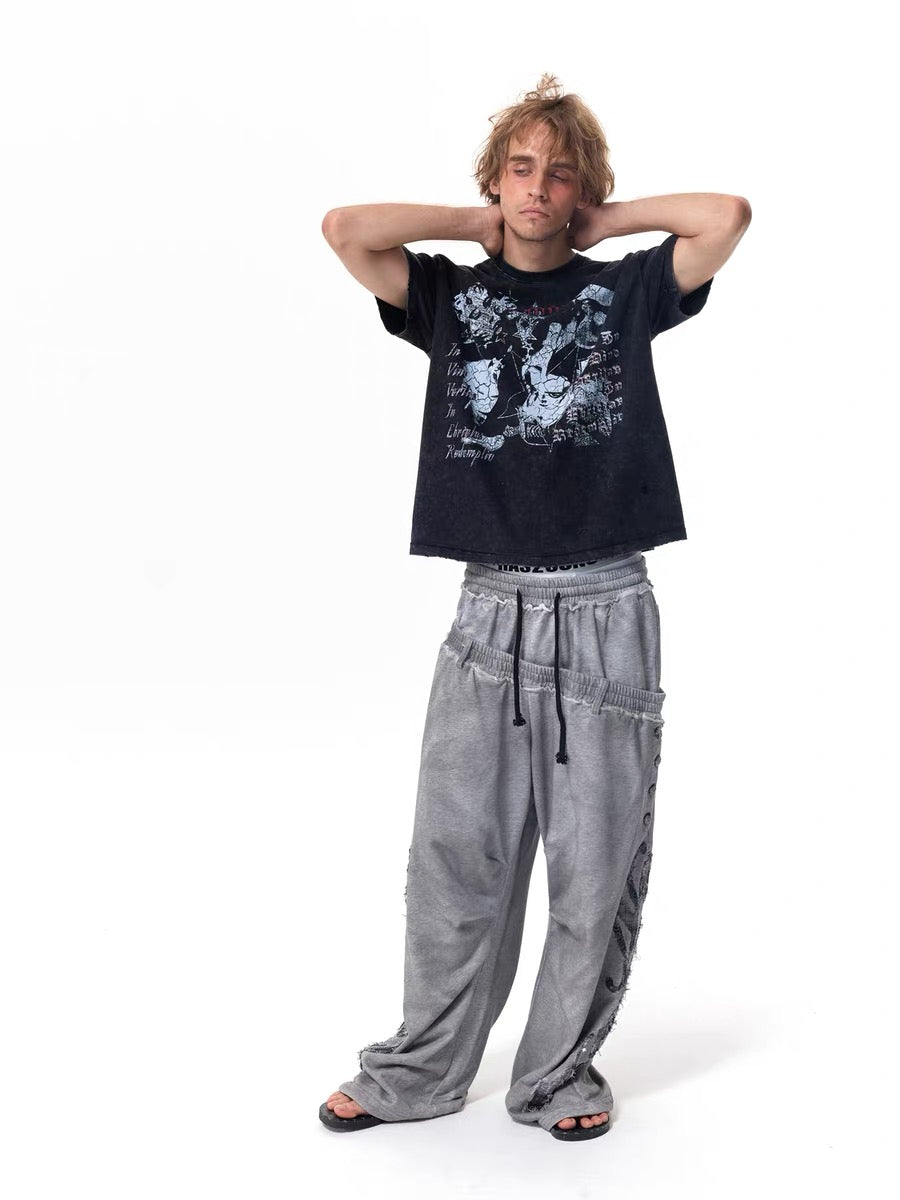 Washed Distressed Graphic Cotton T-Shirt