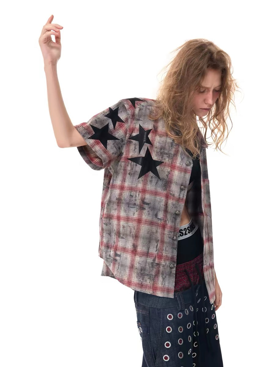 Boxy Checkered Short Sleeve Shirt