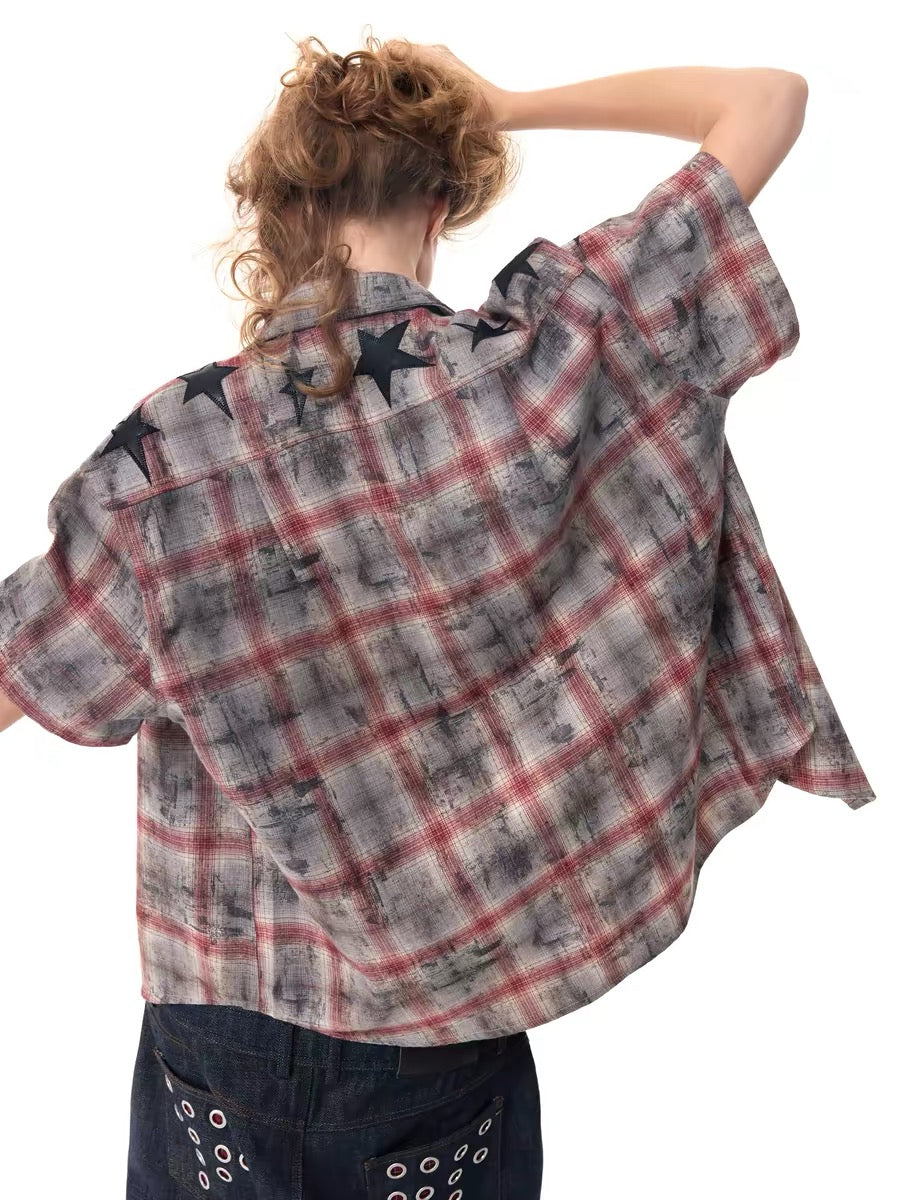 Boxy Checkered Short Sleeve Shirt