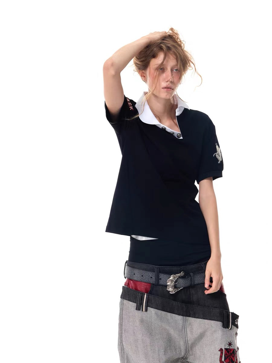Embroidered Short-Sleeve Polo Shirt