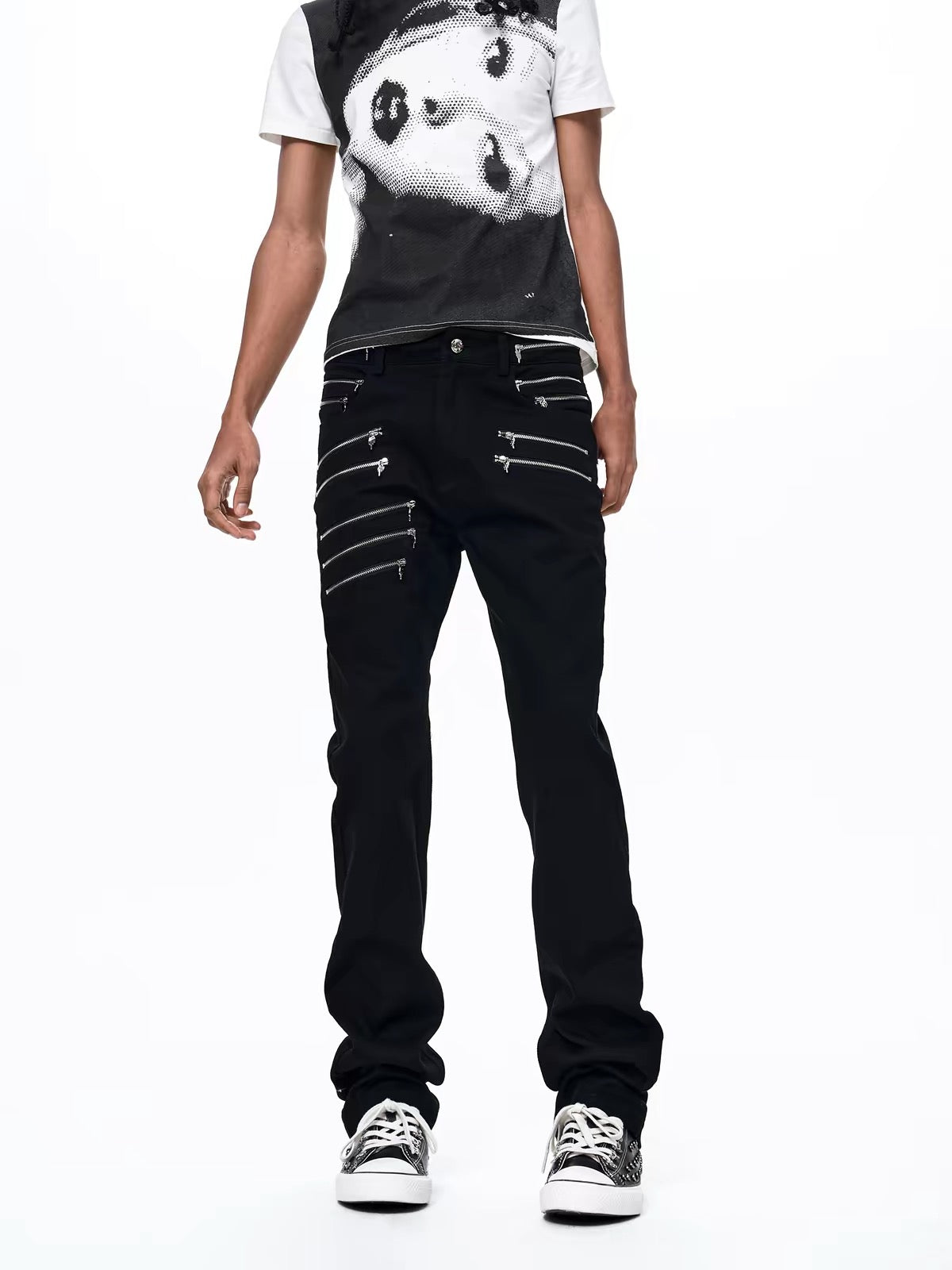 Slim Fit Zipper Detail Jeans