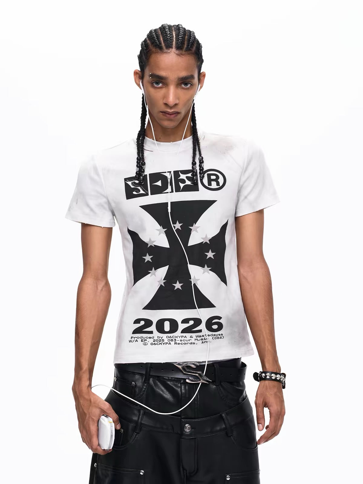 Cross Letter Print Slim Fit T-Shirt