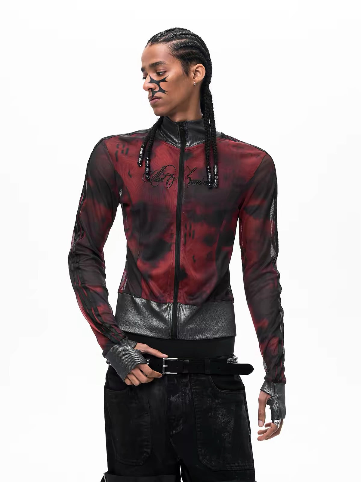 Slim Fit Mesh Stand Collar Jacket