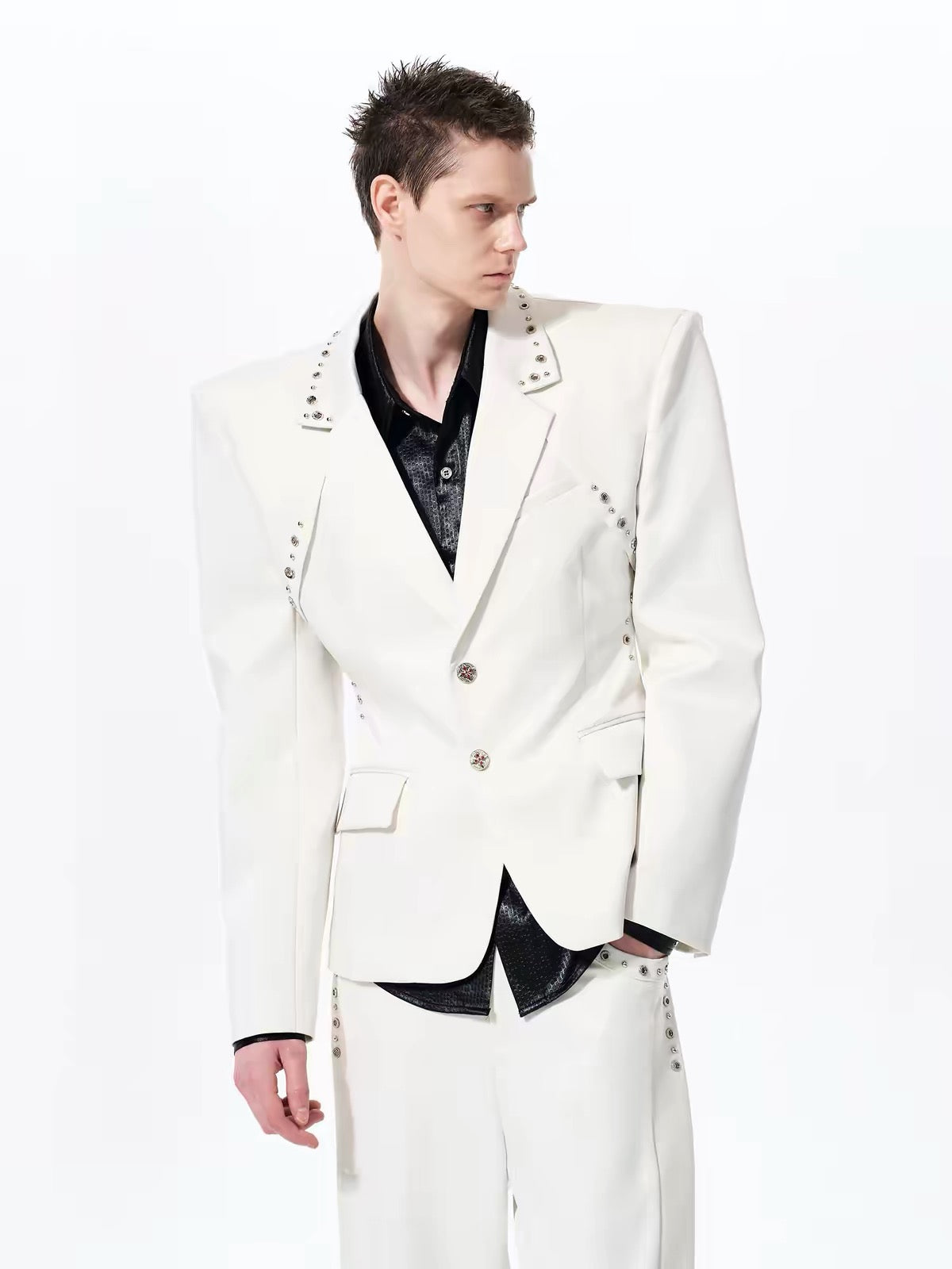 Deconstructed Studded Suit Jacket and Pants