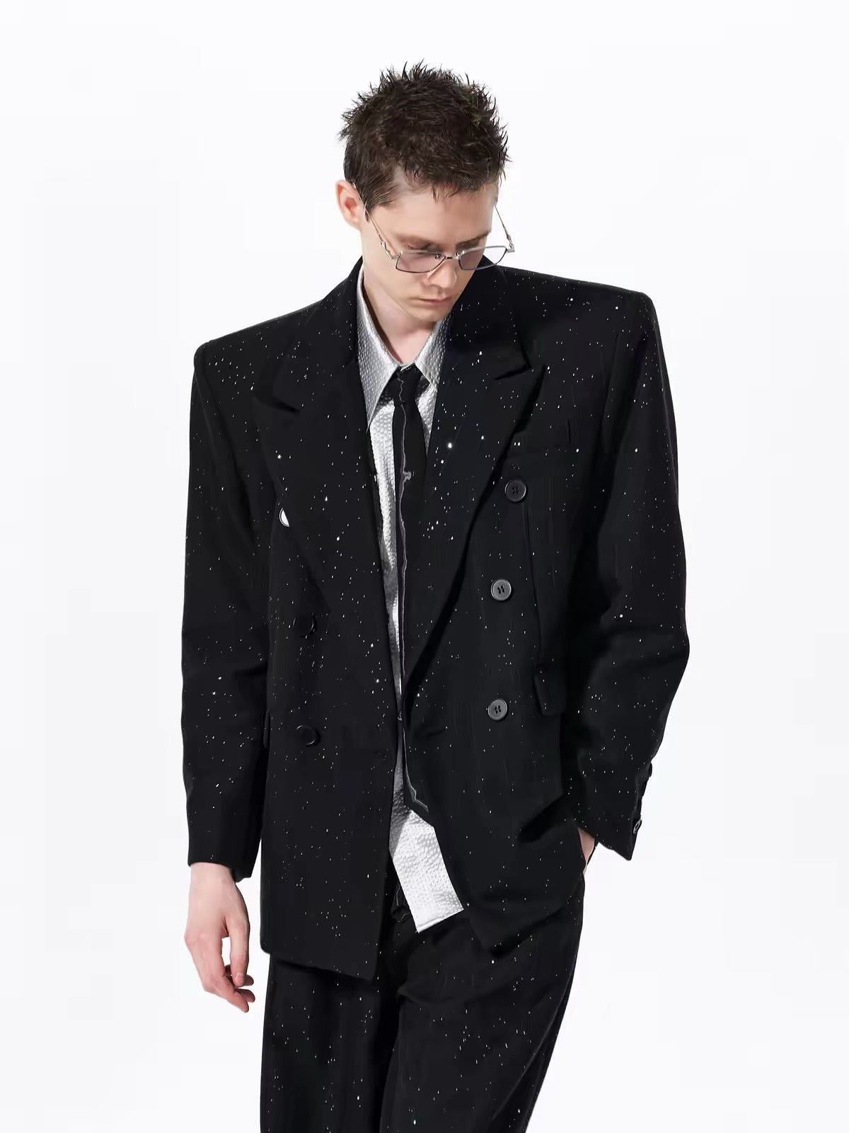 Double-Breasted Starry Sky Suit with Pants