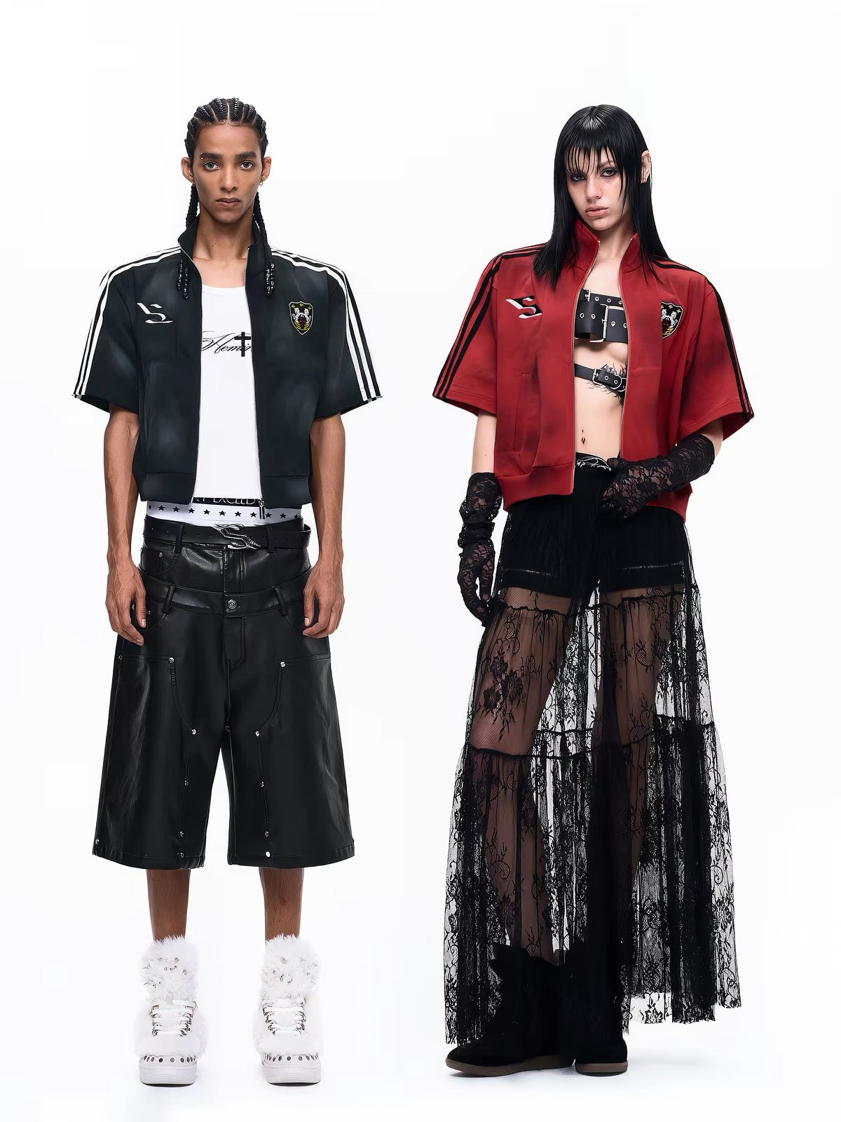 Embroidered Short Sleeve Stand Collar Jacket