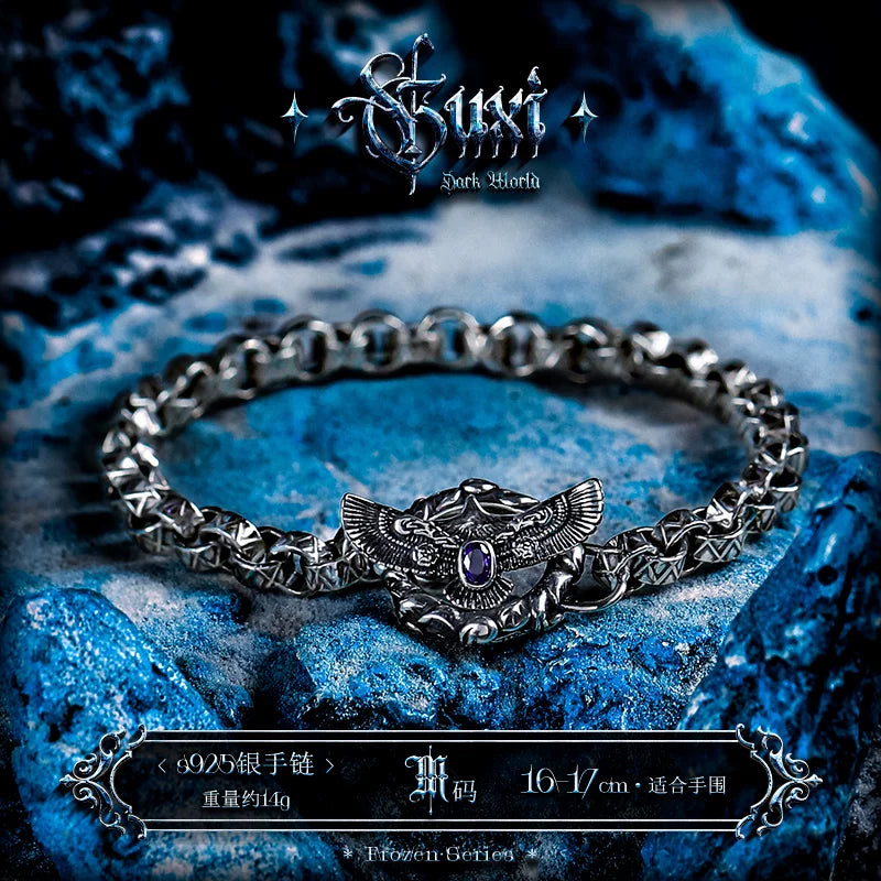 5858820781829, 925 Sterling Silver Eagle Link Bracelet