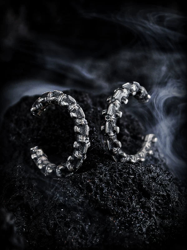 925 Sterling Silver Ram Spine Earrings 1