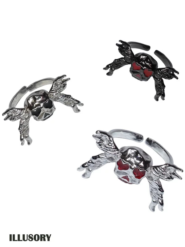925 Sterling Silver Skull Open Ring 5
