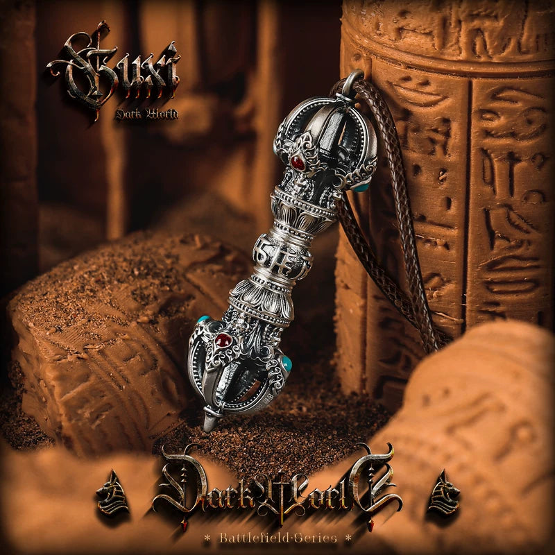 5875796317784, 999 Sterling Silver Vajra Pendant Necklace