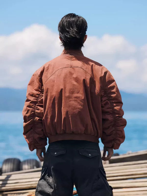 Distressed Sun Graphic Bomber Jacket 5