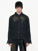 3D Patchwork Distressed Denim Jacket 1