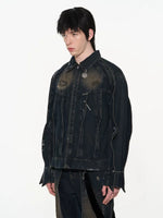 3D Patchwork Distressed Denim Jacket 2
