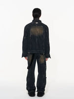 3D Patchwork Distressed Denim Jacket 4
