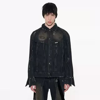 5135424336798,5135424336799,5135424336800,5135424336801, 3D Patchwork Distressed Denim Jacket