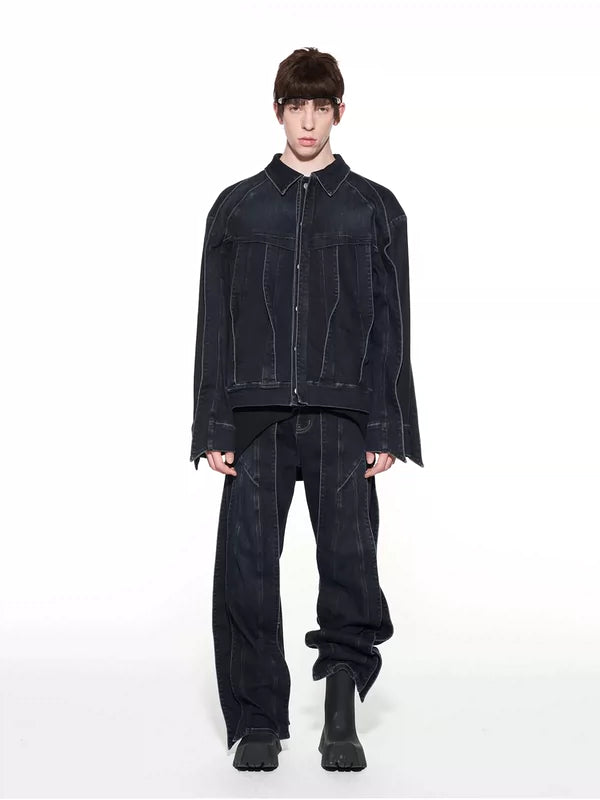 3D Patchwork Distorted Denim Jacket 4