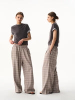 Checkered Wide-Leg Casual Pants 1