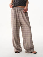 Checkered Wide-Leg Casual Pants 2
