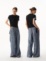 Checkered Wide-Leg Casual Pants 3