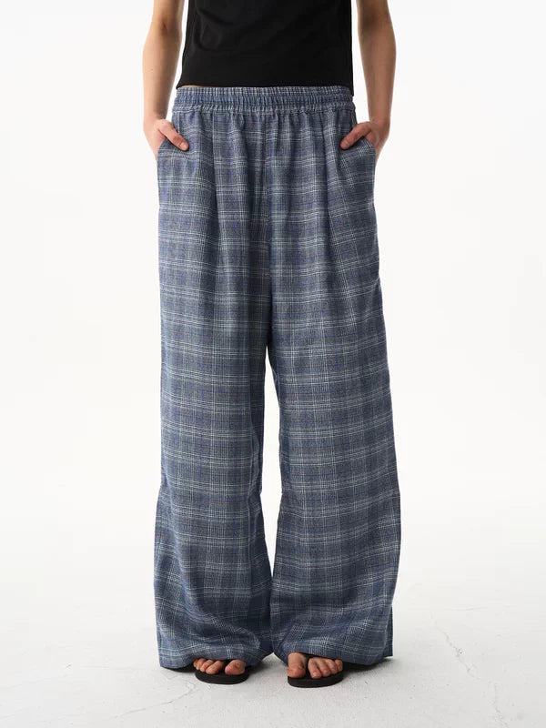 Checkered Wide-Leg Casual Pants 4