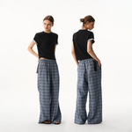 6043487536478,6043487536479,6043487536480,6043487536481, Checkered Wide-Leg Casual Pants