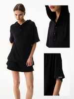 Loose Fit Hooded Polo Shirt 4