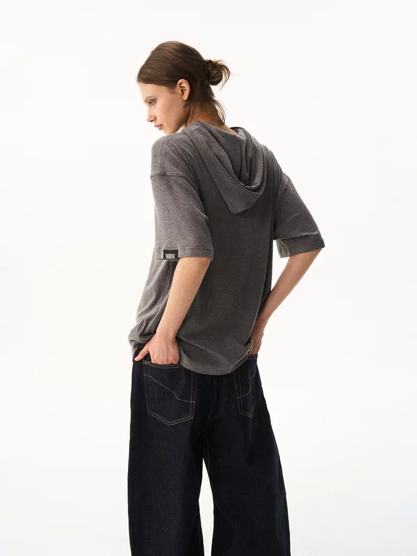 Loose Fit Hooded Polo Shirt 5